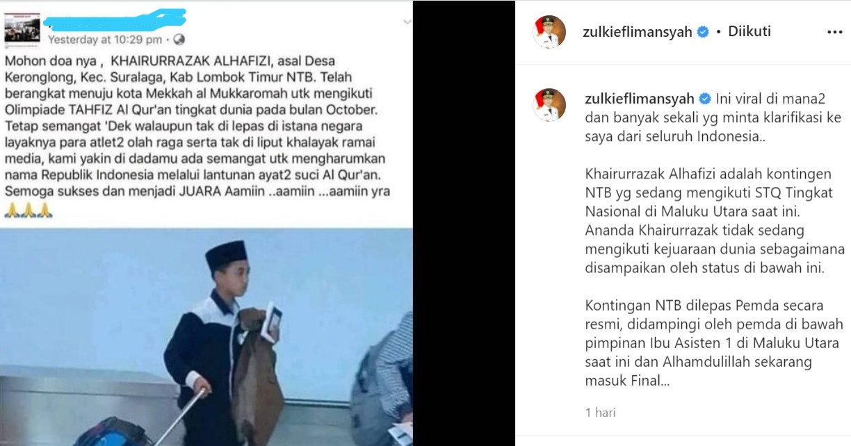 Viral  Foto Putra NTB Ikut Olimpiade Alquran di Mekkah, Ternyata Foto Lama