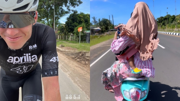 Setiap ke Mandalika, Aleix Espargaro selalu ‘Bengaq’ lihat pemotor bonceng tiga