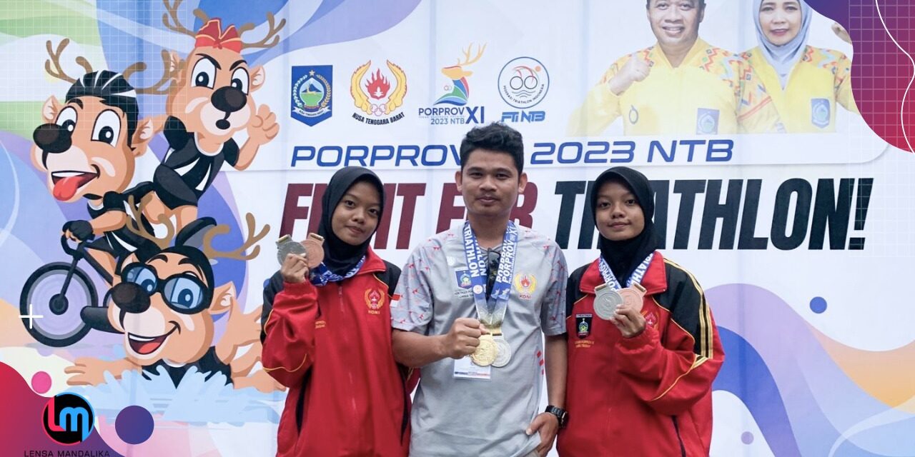 Meski Tergolong Ekstrem, Atlet Putri Kembar Binaan Loteng sukses raih 4 Medali Triathlon