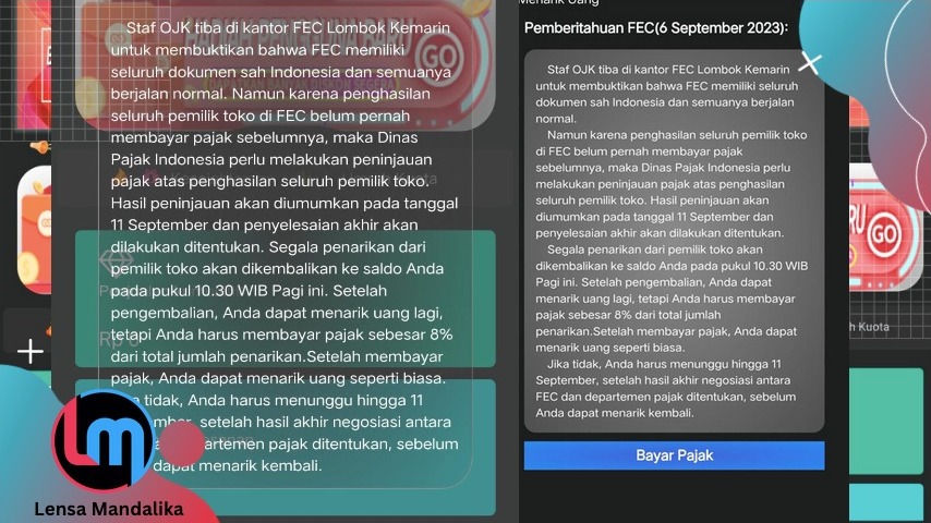 FEC minta Bayar Pajak 8%, Pengguna merasa dipersulit Tarik Saldo